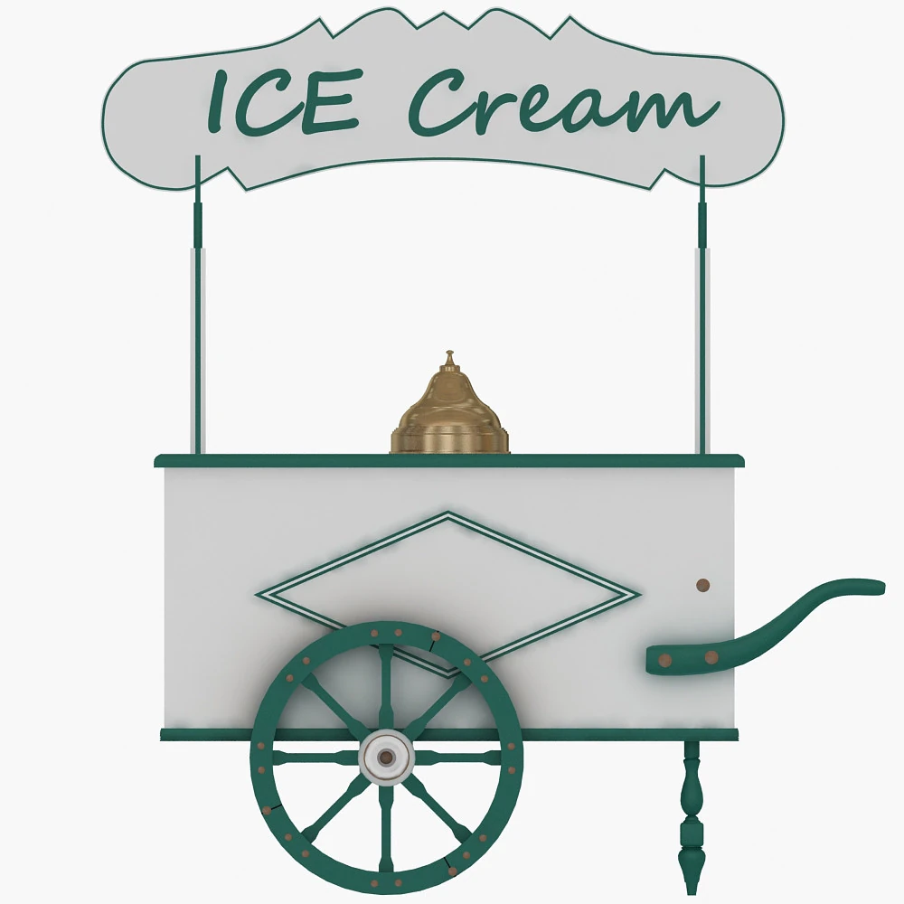 Old Ice Cream Cart 3D Model .c4d .max .obj .3ds .fbx .stl .blend 