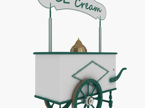 Old Ice Cream Cart 3D Model