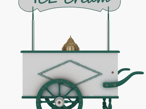 Old Ice Cream Cart 3D Model