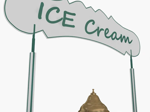 Old Ice Cream Cart 3D Model