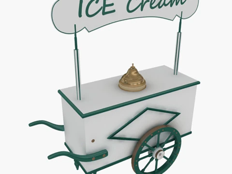 Old Ice Cream Cart 3D Model