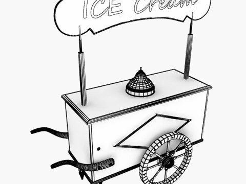 Old Ice Cream Cart 3D Model