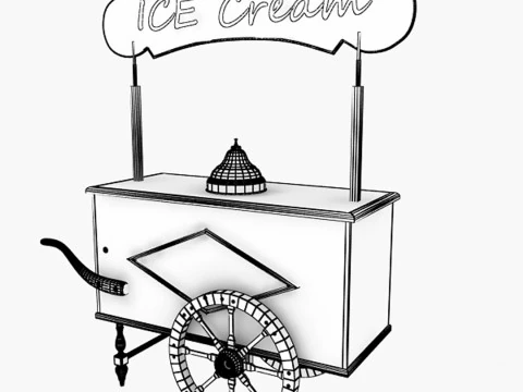 Old Ice Cream Cart 3D Model