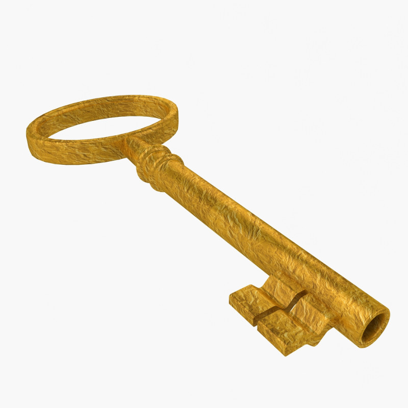 Antique Vintage Key 3D Model .c4d .max .obj .3ds .fbx .stl .blend 