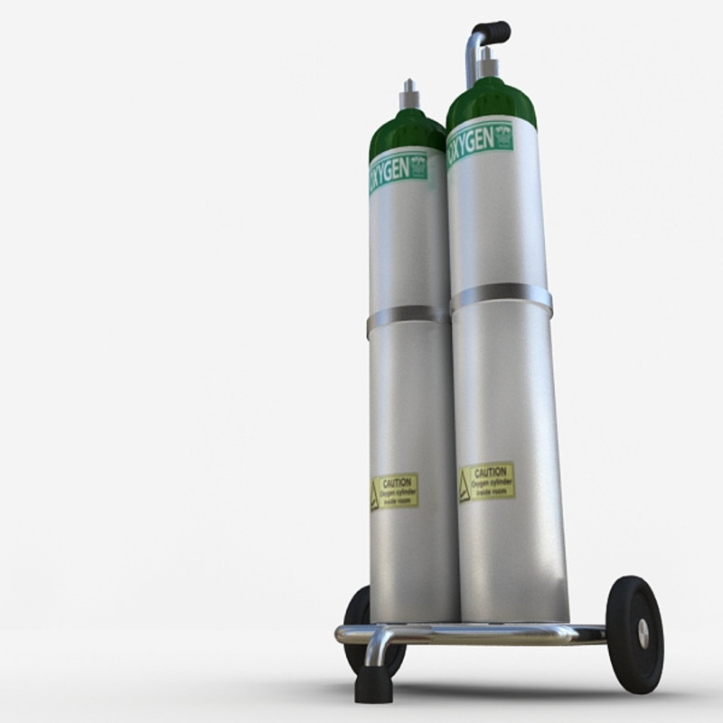 स्टैंड के साथ ऑक्सीजन टैंक 3D मॉडल .c4d .max .obj .3ds .fbx .stl .blend 