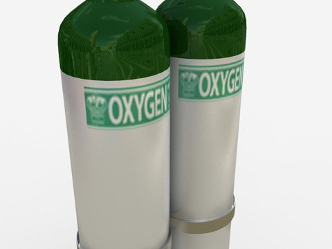 स्टैंड के साथ ऑक्सीजन टैंक 3D मॉडल