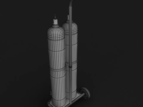 Oxygen Tanks with Stand 3D Model