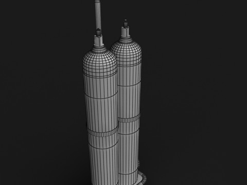 स्टैंड के साथ ऑक्सीजन टैंक 3D मॉडल