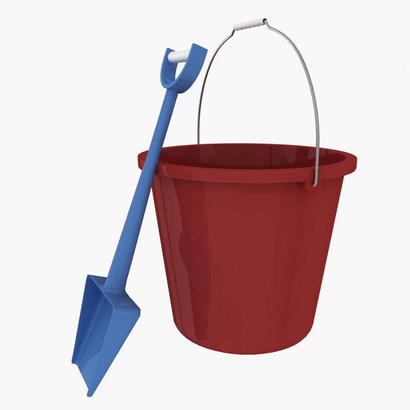 Plastic Bucket Shovel 3D Model .c4d .max .obj .3ds .fbx .stl .blend
