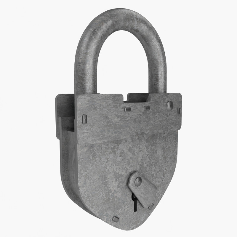 Vintage Padlock 3D Model .c4d .max .obj .3ds .fbx .stl .blend 
