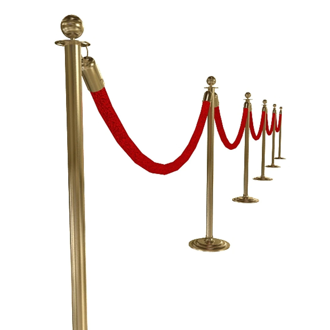 Stanchions Velvet Rope 3D Model .c4d .max .obj .3ds .fbx .stl .blend 
