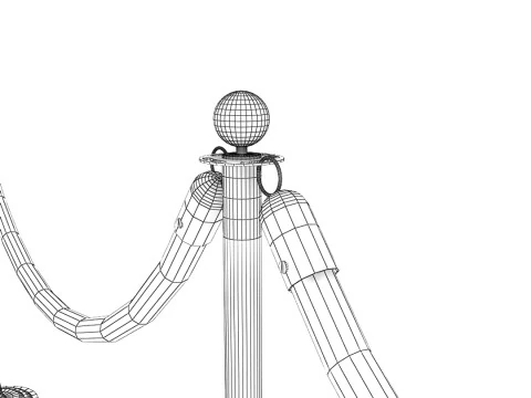 Stanchions Velvet Rope 3D Model