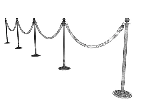 Stanchions Velvet Rope 3D Model