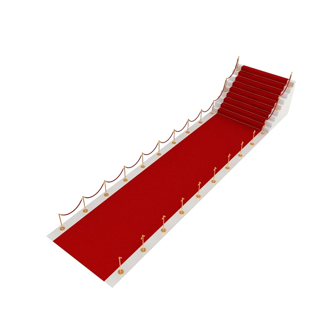 Stanchions Velvet Rope and Red Carpet 3D Model .c4d .max .obj .3ds .fbx .stl .blend 