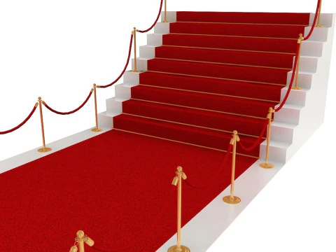 Stanchions Velvet Rope and Red Carpet 3D Model