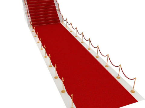 Stanchions Velvet Rope and Red Carpet 3D Model