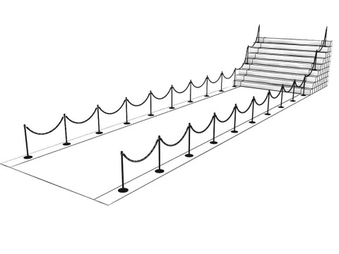 Stanchions Velvet Rope and Red Carpet 3D Model
