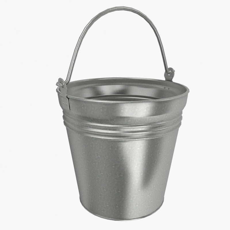 Steel Bucket 3D Model .c4d .max .obj .3ds .fbx .stl .blend 