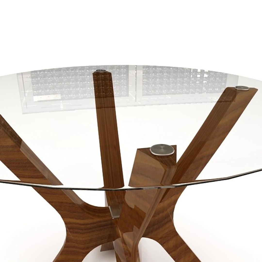 Wooden Dining Table 3D Model .c4d .max .obj .3ds .fbx .stl .blend 