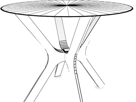 Wooden Dining Table 3D Model