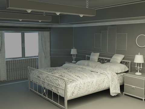 Gł&oacute;wna sypialnia Model 3D
