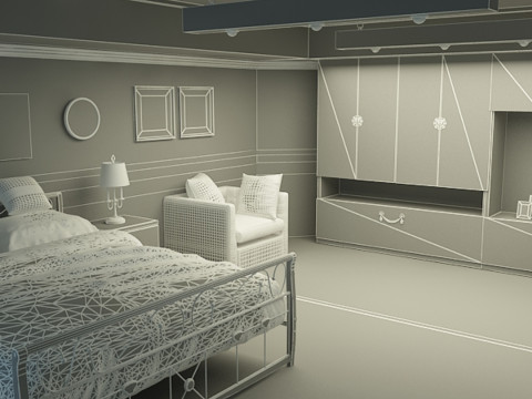 Gł&oacute;wna sypialnia Model 3D