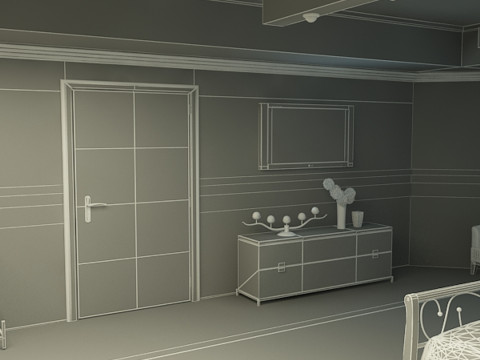 Gł&oacute;wna sypialnia Model 3D