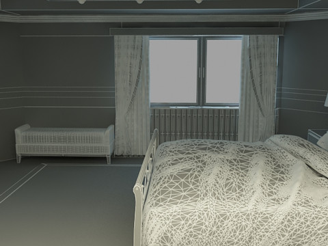 Gł&oacute;wna sypialnia Model 3D