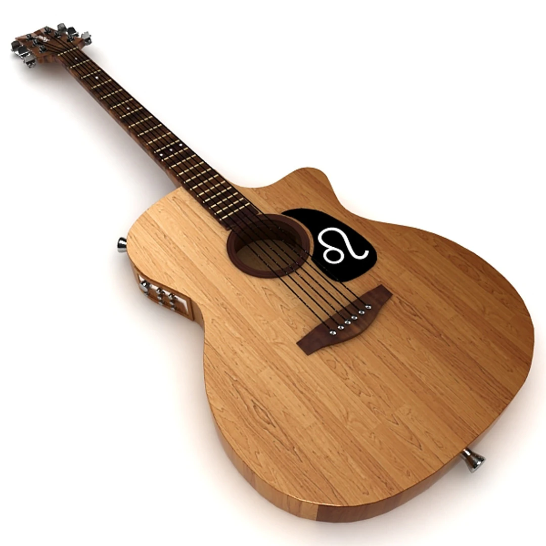 Acoustic Guitar 3D Model .c4d .max .obj .3ds .fbx .stl .blend