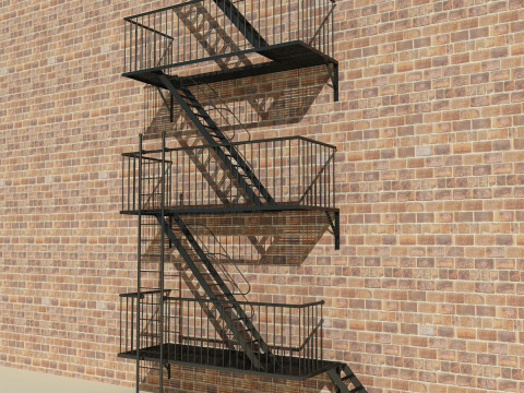 Fire Escape Stairs 3D Model
