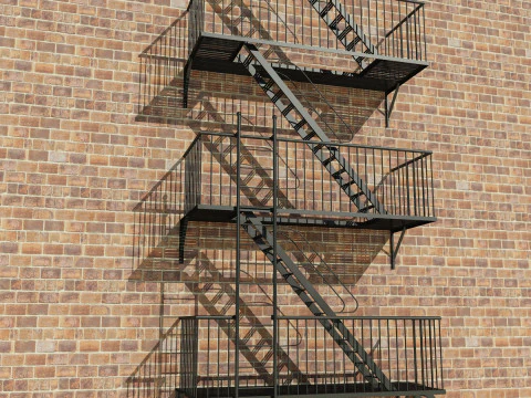 Fire Escape Stairs 3D Model