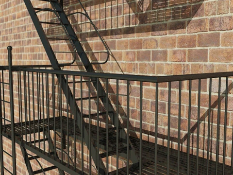Fire Escape Stairs 3D Model