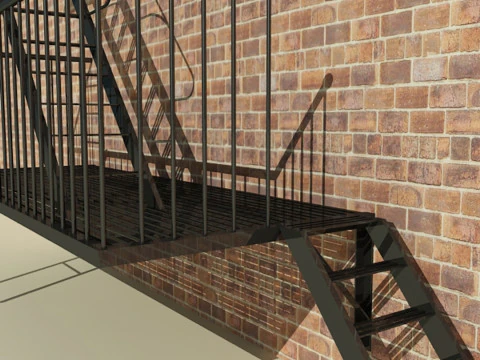 Fire Escape Stairs 3D Model