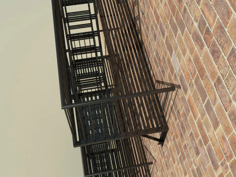Fire Escape Stairs 3D Model