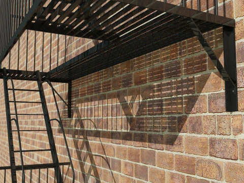 Fire Escape Stairs 3D Model