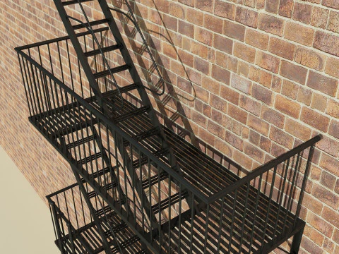 Fire Escape Stairs 3D Model