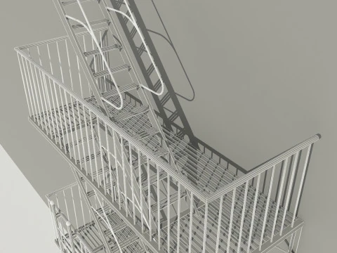 Fire Escape Stairs 3D Model