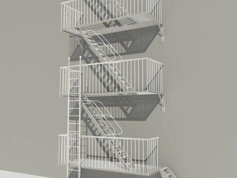 Fire Escape Stairs 3D Model