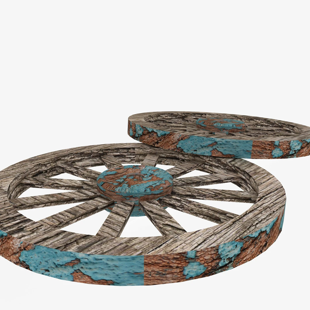 Old Wooden Wheel 3D Model .c4d .max .obj .3ds .fbx .stl .blend