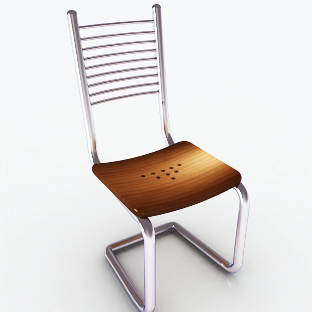 Steel Chair 3D Model .c4d .max .obj .3ds .fbx .stl .blend 