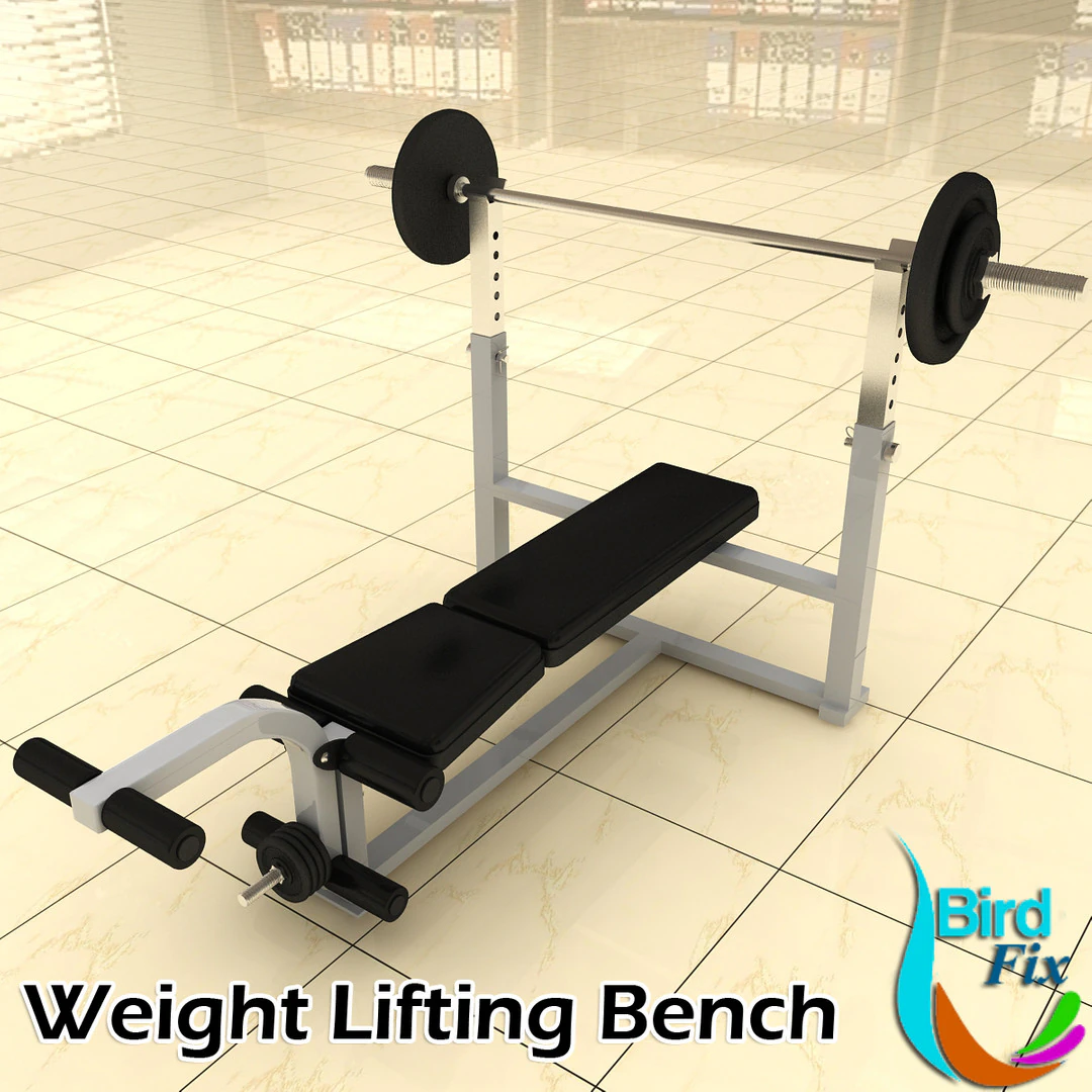 Weight Lifting Bench 3D Model .c4d .max .obj .3ds .fbx .stl .blend 