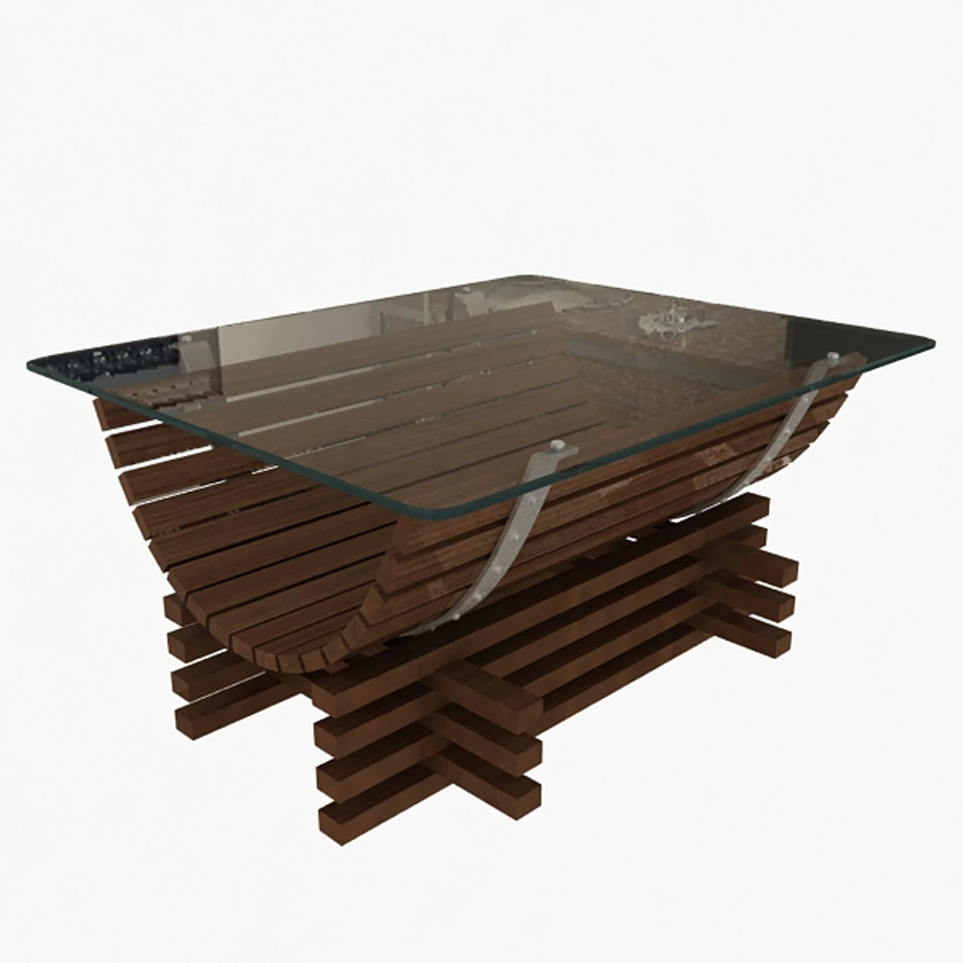 Wooden Table 3D Model .c4d .max .obj .3ds .fbx .stl .blend 