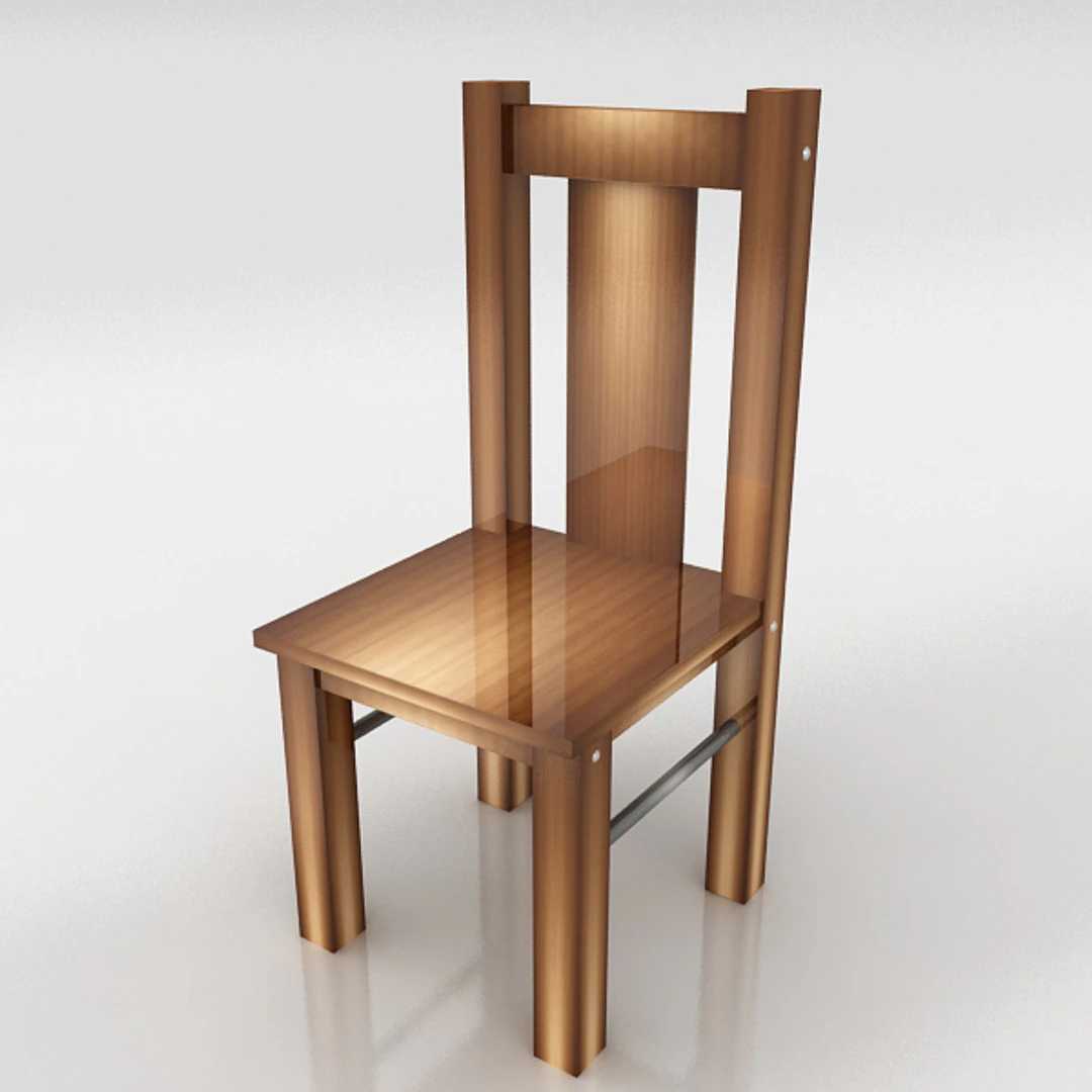 Wooden Chair 3D Model .c4d .max .obj .3ds .fbx .stl .blend