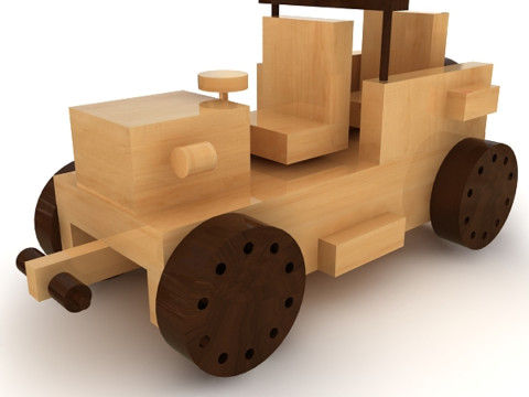 Wooden Toy Car 3D Model
