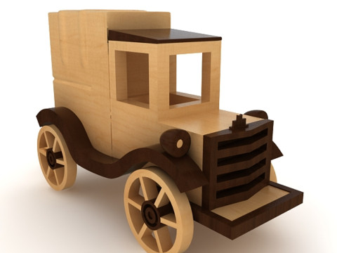 Wooden Toy Car 3D Model