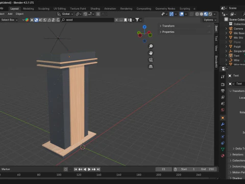 Lectern with Mic 3D Model