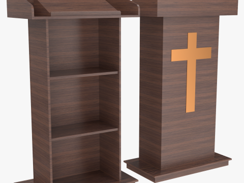 माइक के साथ पोडियम 3D मॉडल