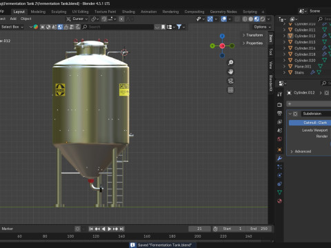 Tangki Fermentasi Model 3D