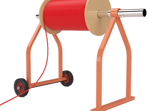 Industrial Wire Roll Trolley 3D Model