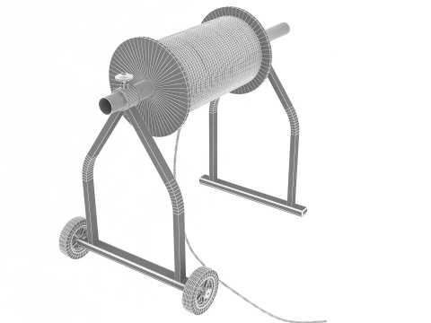 Industrial Wire Roll Trolley 3D Model